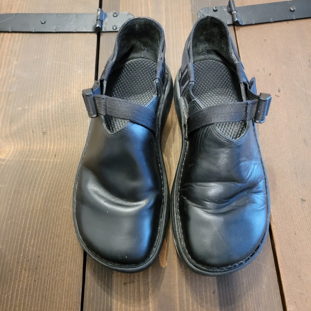 Chaco Pedshed Black Leather Mule Comfort Shoes 9